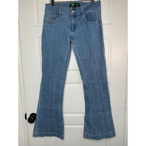 Forever 21 Frankie & The Studs Jeans Womens L Blue Embroidered Stars Bootcut Low